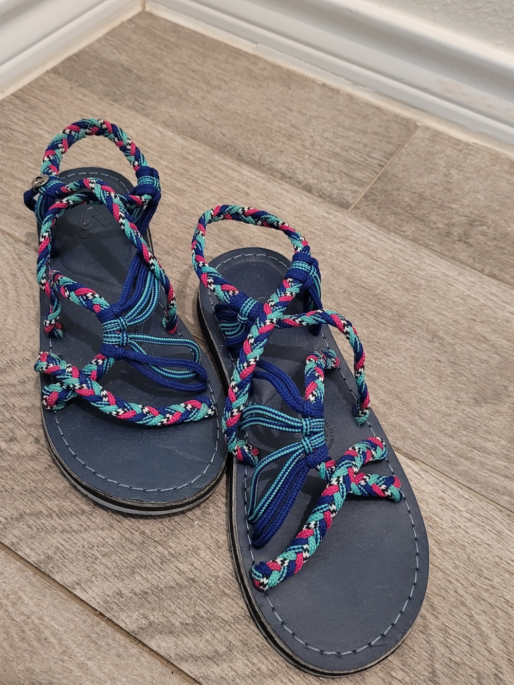 Woven Navy Multicolor Strap Sandals for Women